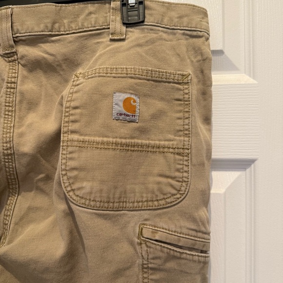 Carhartt Jeans Mens Brown Relaxed Fit Canvas Khaki Work Utility - Picture 4 of 11
